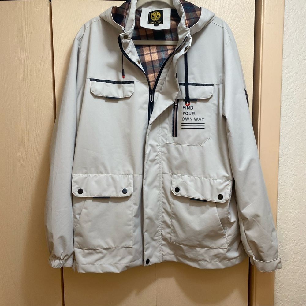 Leduntino Hooded Windbreaker Jacket Adult L Find  Your Own Way  Beige Hooded